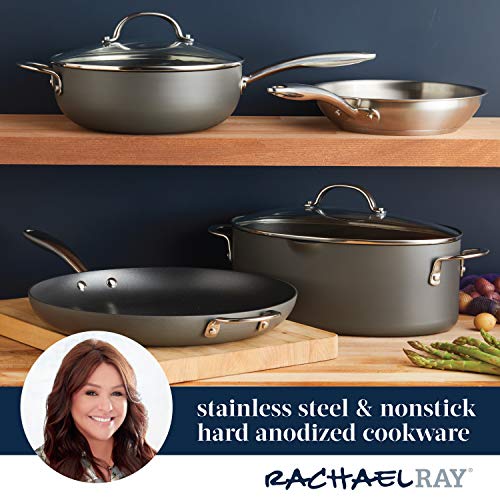 Rachael Ray 80090 Professional Hard Anodized Nonstick Cookware Oval Pasta Pot/Braiser, 8 Quart - Gray #TOP5