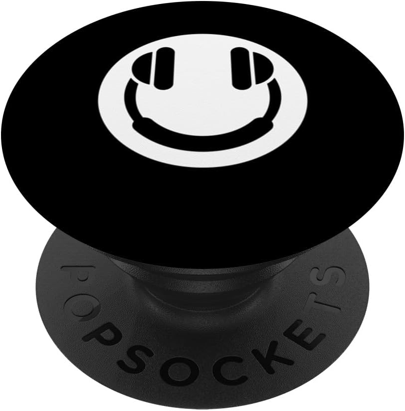 DJ Headphones Smile Techno Rave EDM Music Lover Disc Jockey PopSockets Adhesive PopGrip