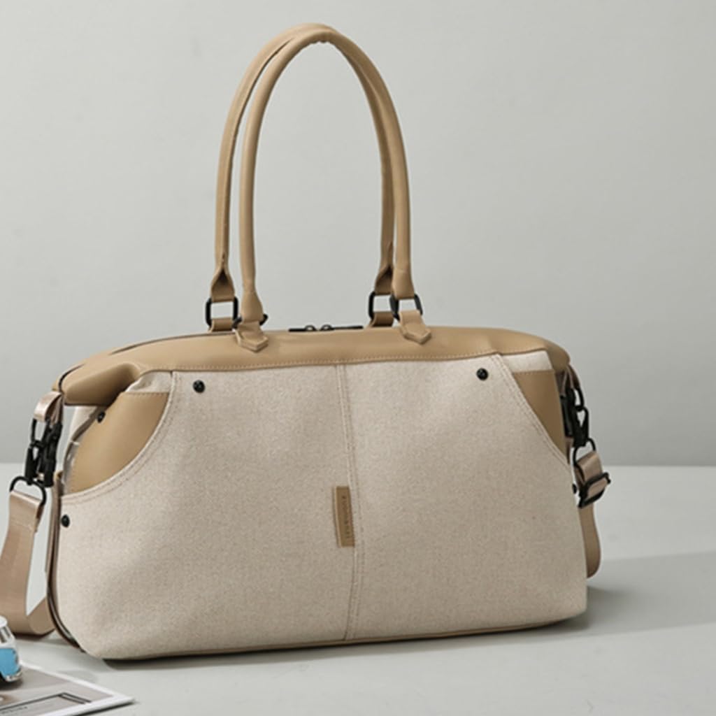 Bolsa de deporte, bolsa de viaje, bolsa de equipaje de gran capacidad, bolsa de entrenamiento de lona, bolsa de noche, bolsa de fin de semana, bolsa de deporte, bolsa de hospital, Brown, 29x14x43cm