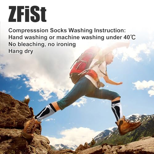 Image of ZFiSt Plus Size Compression Socks Wide Calf for Women Men,Sport Compression Stocking Nurse Socks