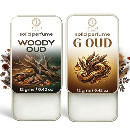 Image of Solid Perfume |Woody oud&G oud Alcohol Free Wax Perfume Balm, Long Lasting | Pocket Tin 12g, Pack Of 2| Non Greasy Smooth Glide, Travel Friendly Men And Women