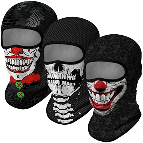 3PCS Balaclava Ski Mask Motorcycle Full Face Mask Outdoor Tactical Hood Headwear Mask Unisex for Cycling Halloween Windproof