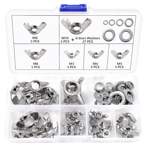 Lyeteung 27 Pièces M3/M4/M5/M6/M8/M10 Écrou Papillon Kit, Écrous À Oreilles en Acier...
