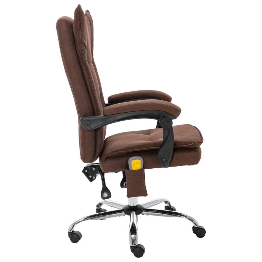 Sedia da ufficio ergonomica con funzione massaggiante, in tessuto marrone, regolabile in altezza, girevole, con ruote, schienale e funzione riscaldante, per home office e studio