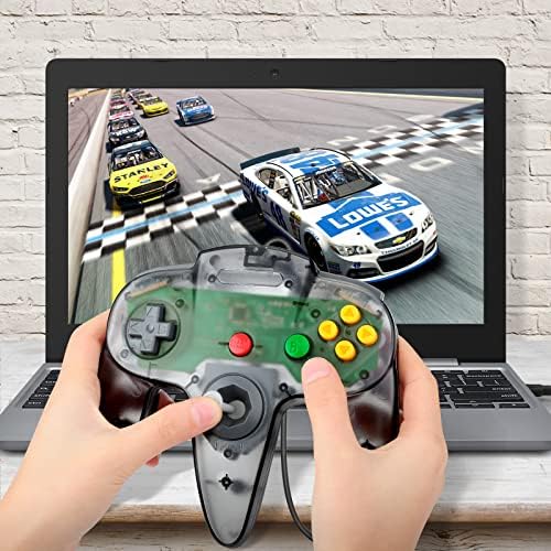 2 Pack FISUPER USB N64 Controller, Wired USB Gamepad Joystick for Windows PC MAC Raspberry PI(Clear Black+Clear Blue) - 4