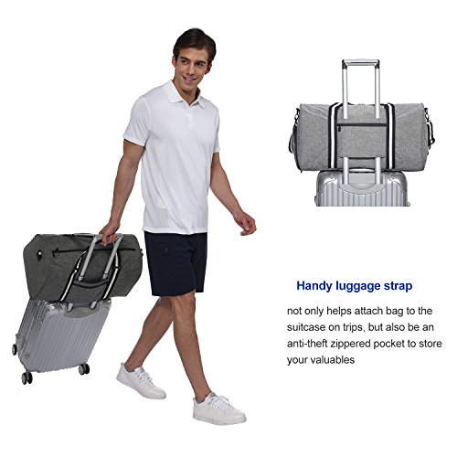 apollo walker Water Resistant Sports Gym Duffel Bag with Shoes Compartment Travel Weekender Bag for Men Women Grey