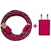 Produktbild USB Netzteil 5V 1A + 1m Shiny Nylon USB Ladekabel Datenkabel Set kompatibel mit [Apple iPhone XS XR XS Max X 10 8 8 Plus 7 7 Plus 6S 6S Plus 6 6 Plus 5S 5C 5 SE, iPad | iPod] pink