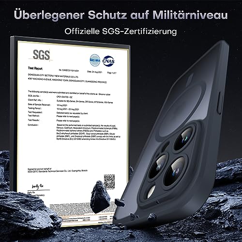 TOCOL 3 in 1 für iPhone 14 Pro Hülle für Magsafe, Vollständiger Kameraschutz Stoßfest Kratzfest Magnetisch Handyhülle für iPhone 14 Pro Case, Schwarz – Bild 6