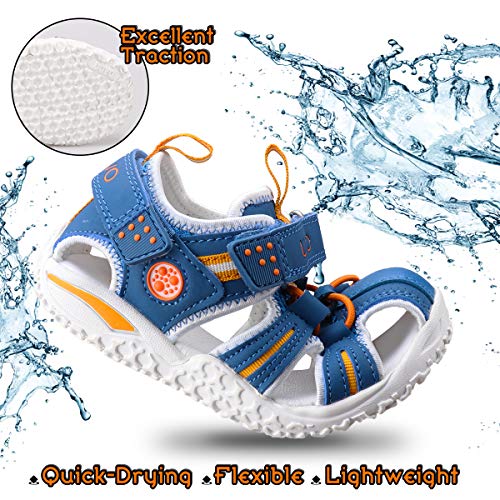 UOVO Boys Sandals Hiking Athletic Closed-Toe Beach Sandals Kids Summer Shoes (11 M US Little Kid, Light Blue-3)4
