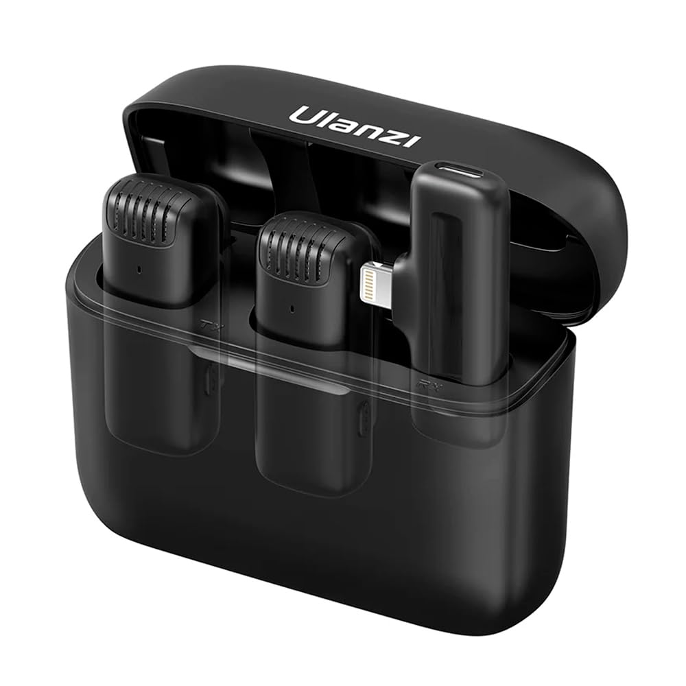 HollyWave Microfone Sem Fio J12 com Conector Lightning, Lapela, para Ios, Cor Preto,