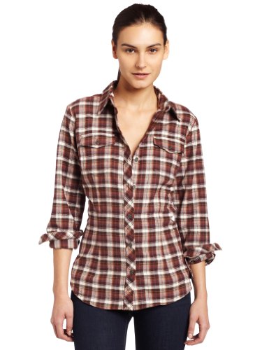 Dickies Women's Plaid Flannel Shirt,Rain Brick Plaid,X-Small