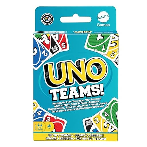 Mattel Games UNO Teams Juego de cartas para noches de juegos, viajes, acampadas y fiestas, para jugadores +7 años en hasta cuatro equipos, cartas aptas para jugadores daltónicos, HXT58 | Ya disponible en tu tienda friki favorita! En mundofriki.es!