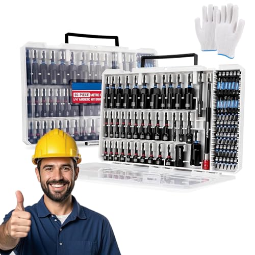 80pc Magnetic Impact Nut Driver Set, adaptery gniazda stalowego S2 i uchwyt na bity do konstrukcji warsztatu garażowego DIY, trwałe pudełko do przechowywania