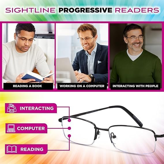 Miniatura 7 de Sightline Progressive Multifocus Reading Glasses for Men and Women Readers 6000