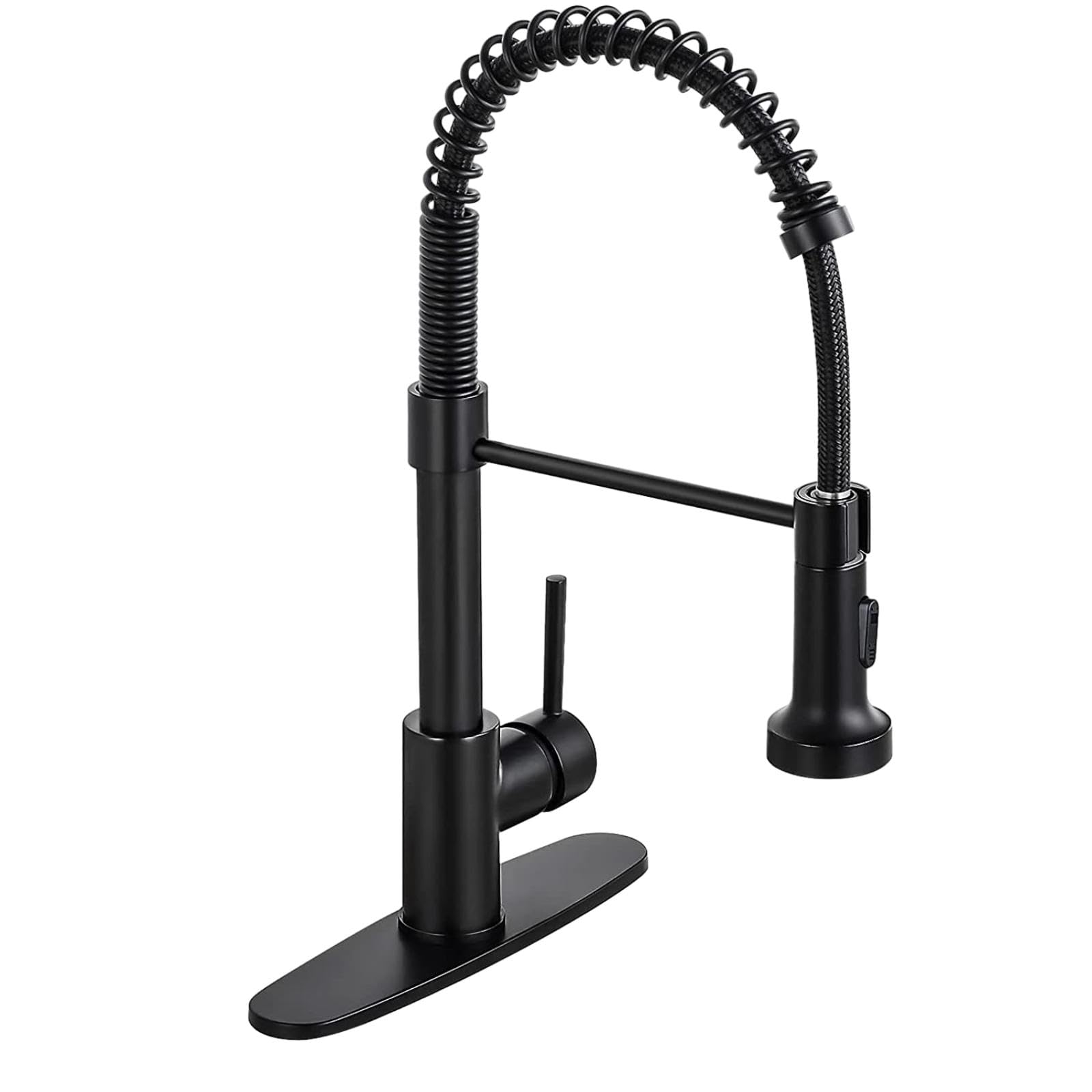 Water Kitchen Tap Pull-Out Faucet Brass Single Utility Sink Matte Black