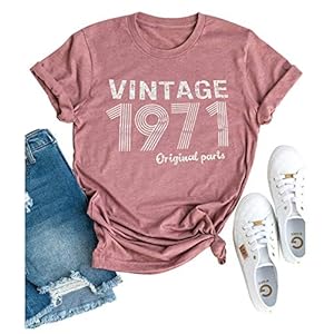 50th-Birthday-Gift-T-Shirt-for-Women-Vintage-1971-Original-Parts-Tee-Funny-49th-Birthday-Greeting-Party-Cute-Casual-Tops 50th Birthday Gift T Shirt for Women Vintage 1971 Original Parts Tee Funny 49th Birthday Greeting Party Cute Casual Tops (Pink, Medium)