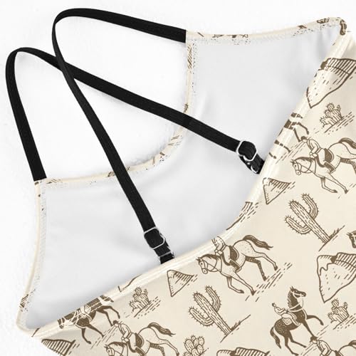 senya Girls Swimsuits One-Piece Swimwear Tie Bathing Suit Beach Summer Round Neck 5-6T Cactus Horseback Rider Pattern4