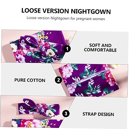 Robe de grossesse pourpre avec couverture bébé et bandeau en coton doux - 8