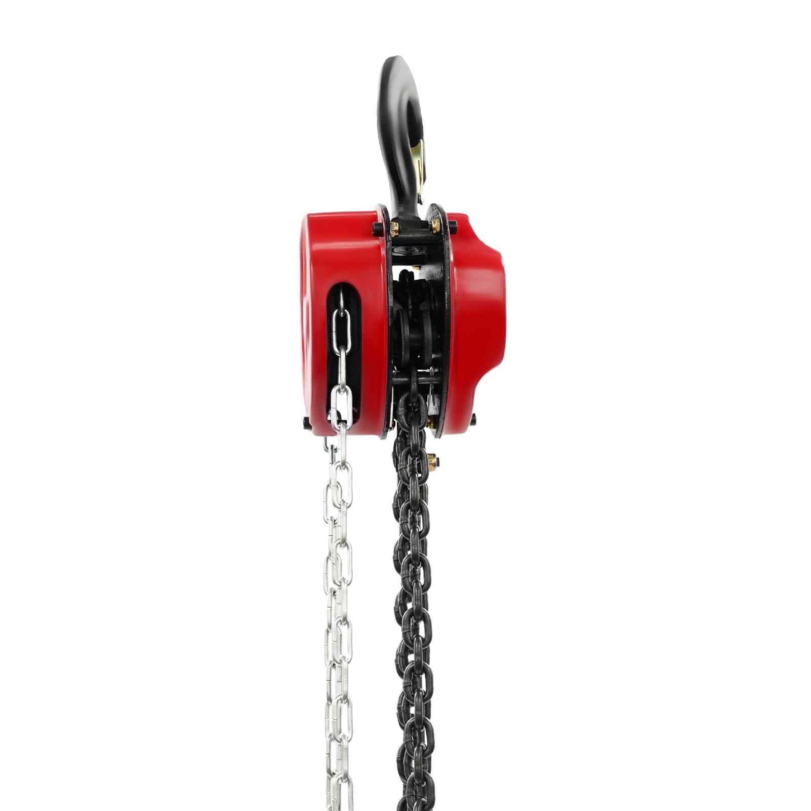 Paranco a catena 2T con gancio girevole a 360°, 6 m, altezza di sollevamento, con catena G80, paranco manuale fino a 2000 kg, per cantiere, garage o officina (rosso)