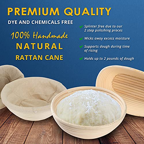 Julkya Artisan Bread Making Kit, 9” And 10” Sourdough Proofing Baskets - Set Of 10 Bread Baking Tools For Professionals And Home Bakers +Bonus (1): 16 Stencils +Bonus (2): Lame Razors #TOP4