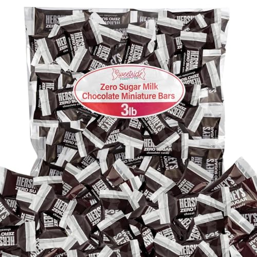 Zero Sugar Milk Chocolate Candy, 3 lb Bulk Bag of Candy - Sugar Free Mini Chocolate Bars - Creamy & Sweet Sugarless Diabetic Candy
