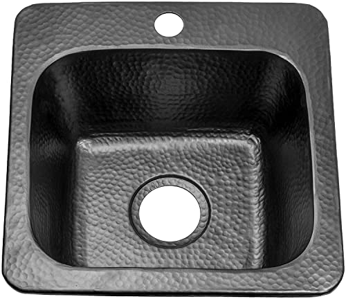 Monarch Abode 19192 Matte Black Hand Hammered Baxter Bar Prep Sink (15 Inches) #TOP5