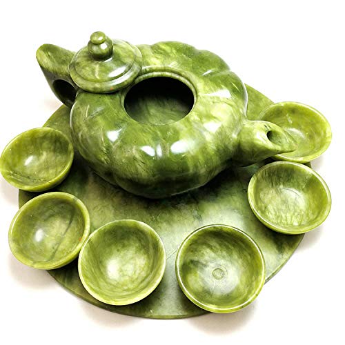 China Natural Green Jade Handwork Teapot &Cup Sets #TOP3