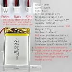 DC 3.7V 800mah 603040 Rechargeable Lithium Polymer Battery, Suitable for DIY 3.7-5V Electronic Products with Built-in 2-Wire Battery Replacement and LED Lights