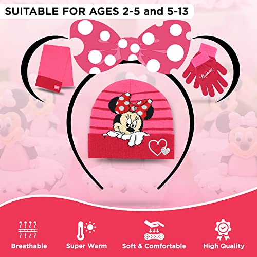 Minnie Mouse Kid’s Winter Hat Snow Gloves And Scarf For Girls And Toddlers 3 Pc. Set, Cute Beanie With Bow Polka Dot #TOP2