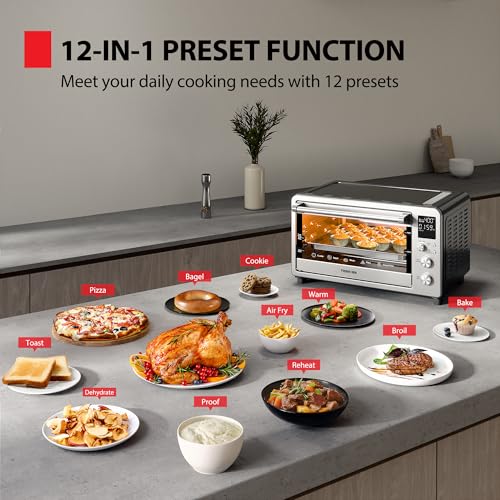 TOSHIBA ChefFry Air Fryer Toaster Oven Combo, 26.4 QT Large Capacity, 12-in-1 Countertop Toaster Oven, Stainless Steel - Image 4