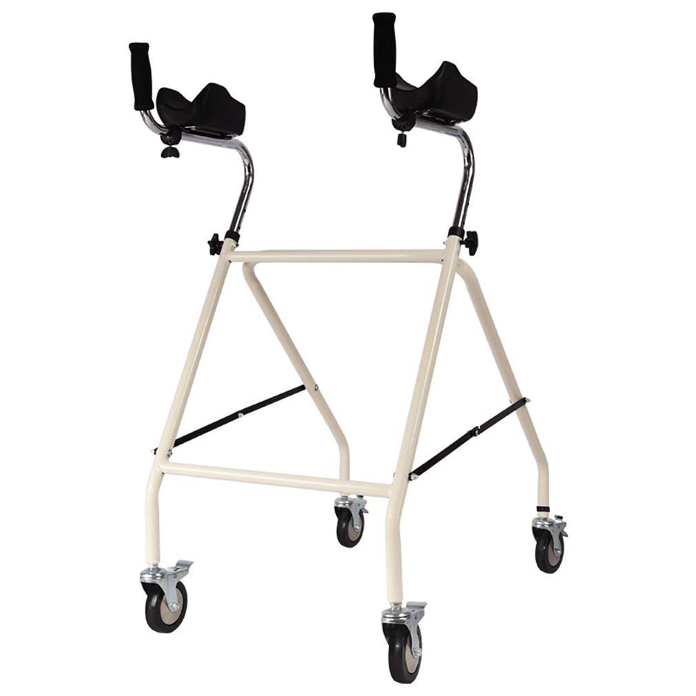 Walker, Drive Walking Aids 4 Wheels Foldable, Lower Limb Walking Trainer with Arm Drag, Medical Rolling Walker Height Adjustable Used for Indoor and Outdoor,White