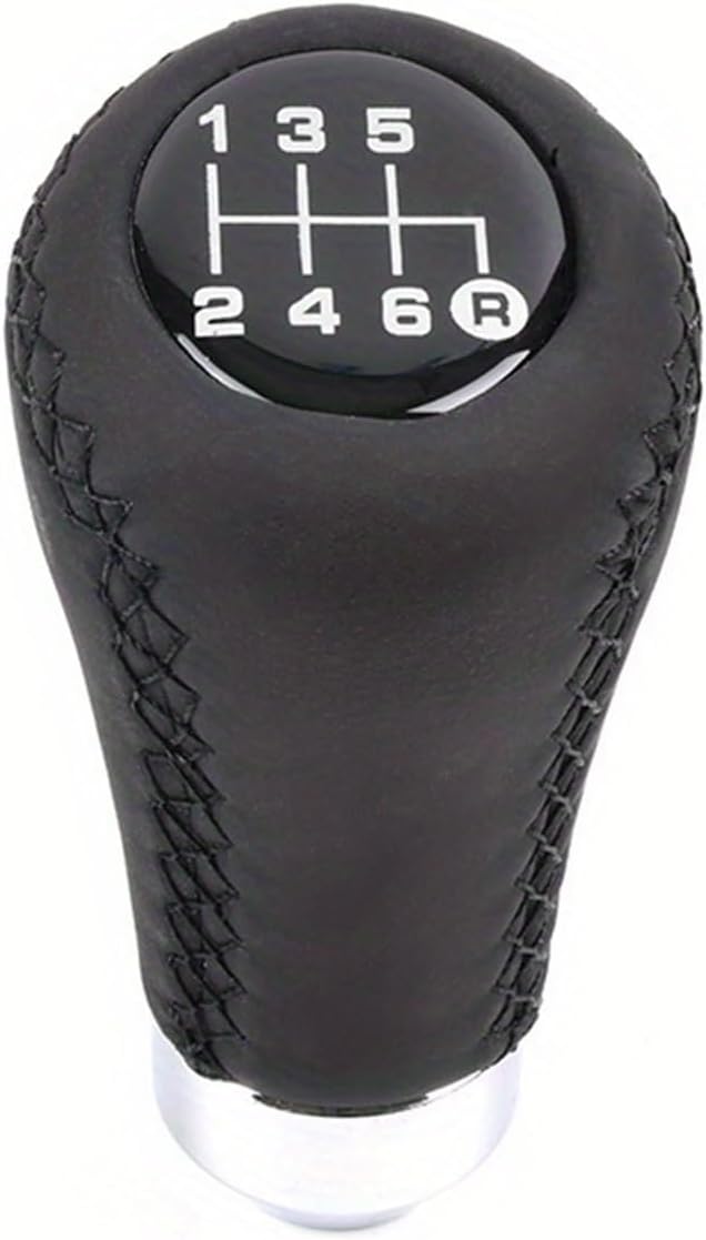 5/6 Gear Shift Knob Leather Shifter Knobs Transmission Gear Stick Shifting Lever Most Manual Cars Truck(6Gear-Black)
