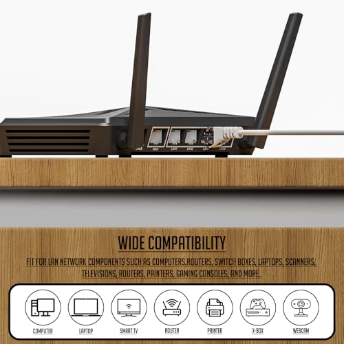 Image of Lapster Cat6 Ethernet Cable, 10-Meter-High Speed 550MHZ / 10 Gigabit Speed UTP LAN Cable Network Cable Internet Cable RJ45 Cable LAN Wire, Patch Computer Cord Gigabit Category 6 Wires for Modem Router