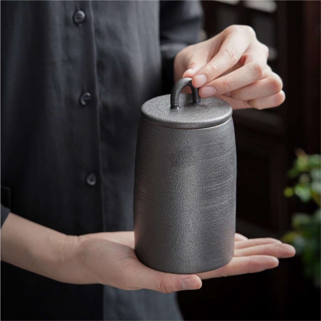 Tarro de cerámica para té a granel, nueces de café, cereales, sellado, para uso doméstico, chino, retro, vacío, contenedor de té (B,L)