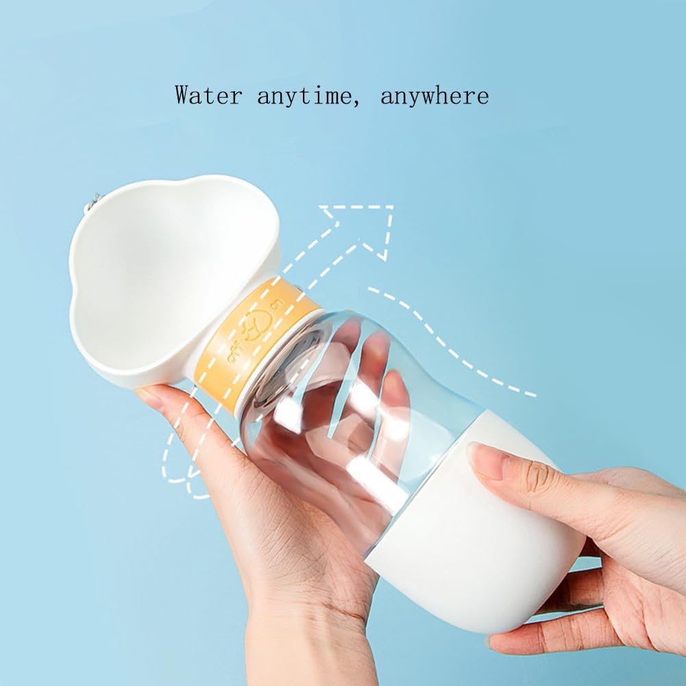 2pcs Dog Outgoing Water Cup with Food Container, Portable Pet Dog Water Dispenser, Walking Dog Water Bottle, Pet Drinking Water Feed Supplies for Walking,Hiking,Travel (White-Purple)