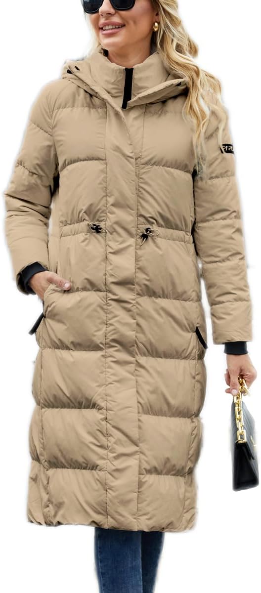 Long Winter Down Coats for Women with Hood Puffer Jacket Womens Lightweight Down Jacket with Pocket