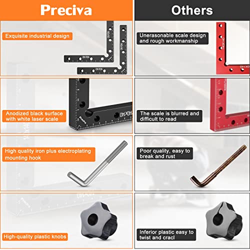 Preciva 90 Degree Positioning Squares 2 Sets (14Cm/5.5"), Aluminum Alloy Right Angle Clamps Fixing Clamp, Professional Woodworking Tools Carpenter Squares For Picture Frame Box Cabinets Drawers #TOP2