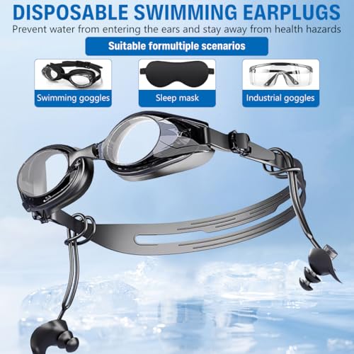 Image of Proberos 4 Pcs Silicone Swim Ear Plugs for Swimming, with Fixing Strap & Storage Box, Double Layer Mushroom, Anti-lost Adults Swim Adults Ear Plugs, Perfect Fit Ergonomic Designed