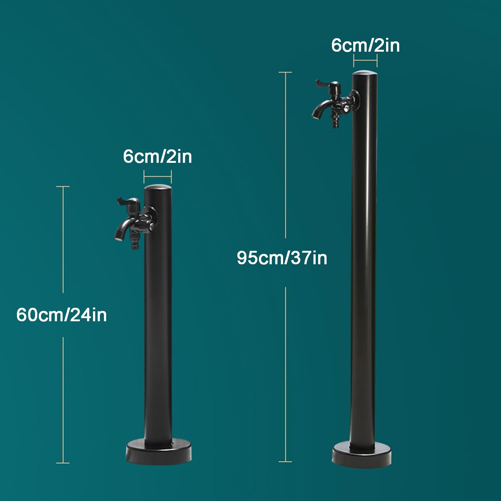 Fontana da Giardino Esterno con Rubinetto a Doppia Uscita, Colonna d'Acqua Verticale Antigelo per Esterni in Acciaio Inossidabile 304(95cm/37in)
