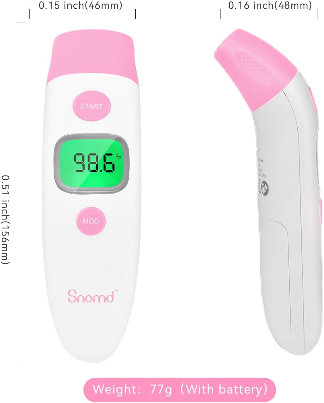 Forehead and Ear Thermometer 1 Non-Contact Balight Body Object