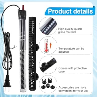VIHOSE 3 Pcs 300w Outdoor Pond Heater Small Submersible Tank Heater for Small Outdoor Ponds, with Long Cable Wire 2 Suction Cups
