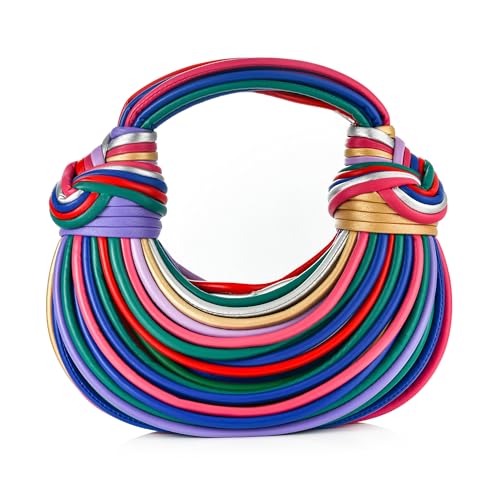 Image of Women Fashion Hand-woven Evening Clutch Bag Creative Noodles Underarm Hobo Top Handle Satchel Handbag For Party Wedding