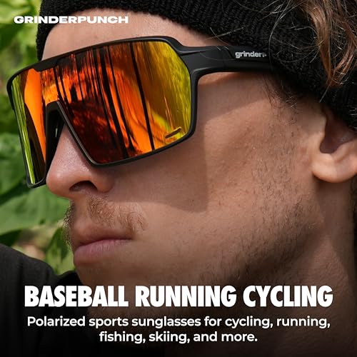 Image of grinderPUNCH Polarized Sports Sunglasses for Men Women UV Protection Shades for Baseball Running Cycling Skiing & Pickleball