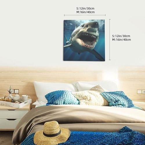 Toile murale requin avec cadre de haute qualité 40cm - 7
