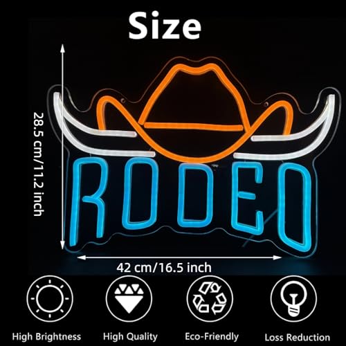 Image of Texas Neon Sign Cowboy Light Signs for Wall Decor LED RODEO Lights up Signs for Man Cave Bar Pub Bedroom Neon Western Signs Gift for Men Boys Birthday Wall Art