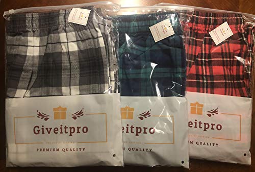 GIVEITPRO - 3 Saver Pack – Premium 100% Cotton Flannel Pajama Pant Bottoms - Yarn-dye Woven4