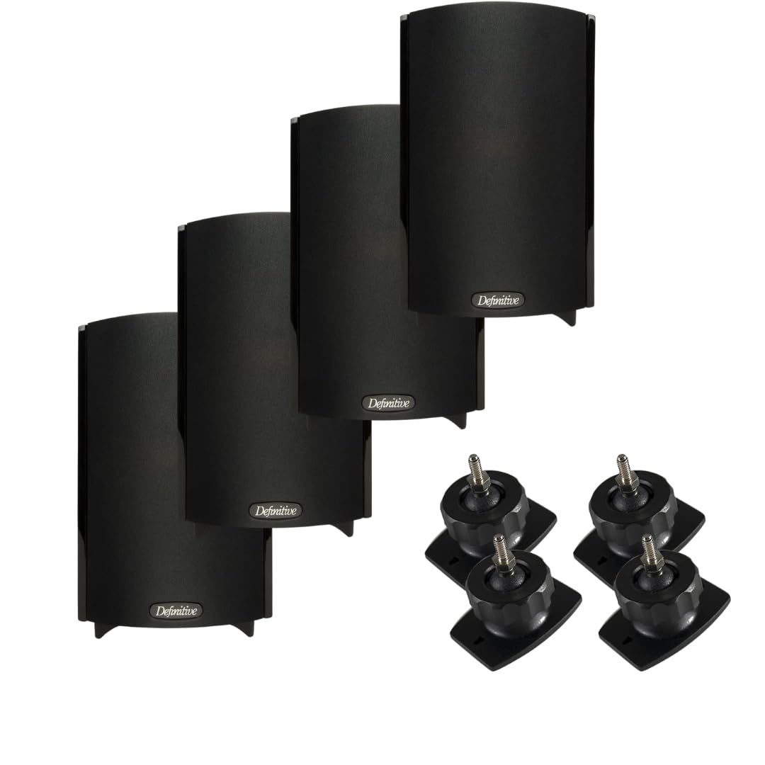 Definitive Technology Home Theater Bundle: 4X ProMonitor 800 Speakers + 2 Pairs Pro-Mount 80 Wall Brackets - Compact 2-Way Satellite System with Easy Mounting