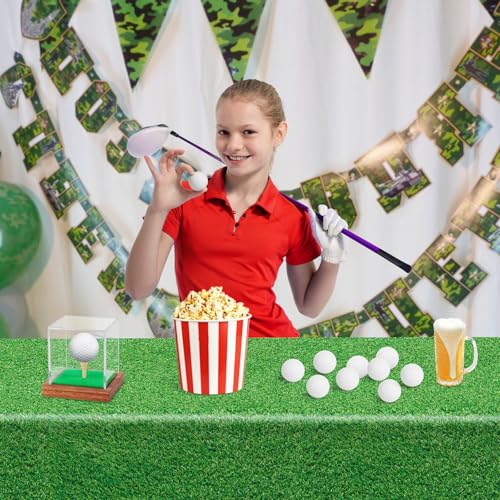 Image of 54 x 108 Inch Grass Party Tablecloths Disposable Plastic Green Table Cover for Golf Birthday Party Hole in One Decorations Outdoor Indoor Supplies