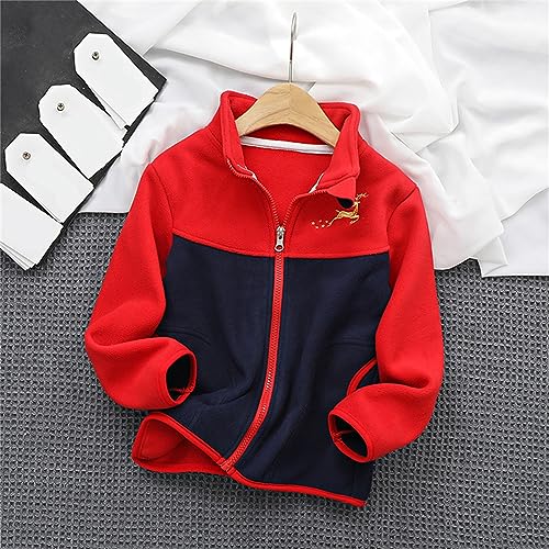 Toddler Kids Girls Boys Patchwork Coat Long Sleeve Plush Outerwear Zipper Stand Collar Jackets for 3~9 Years3