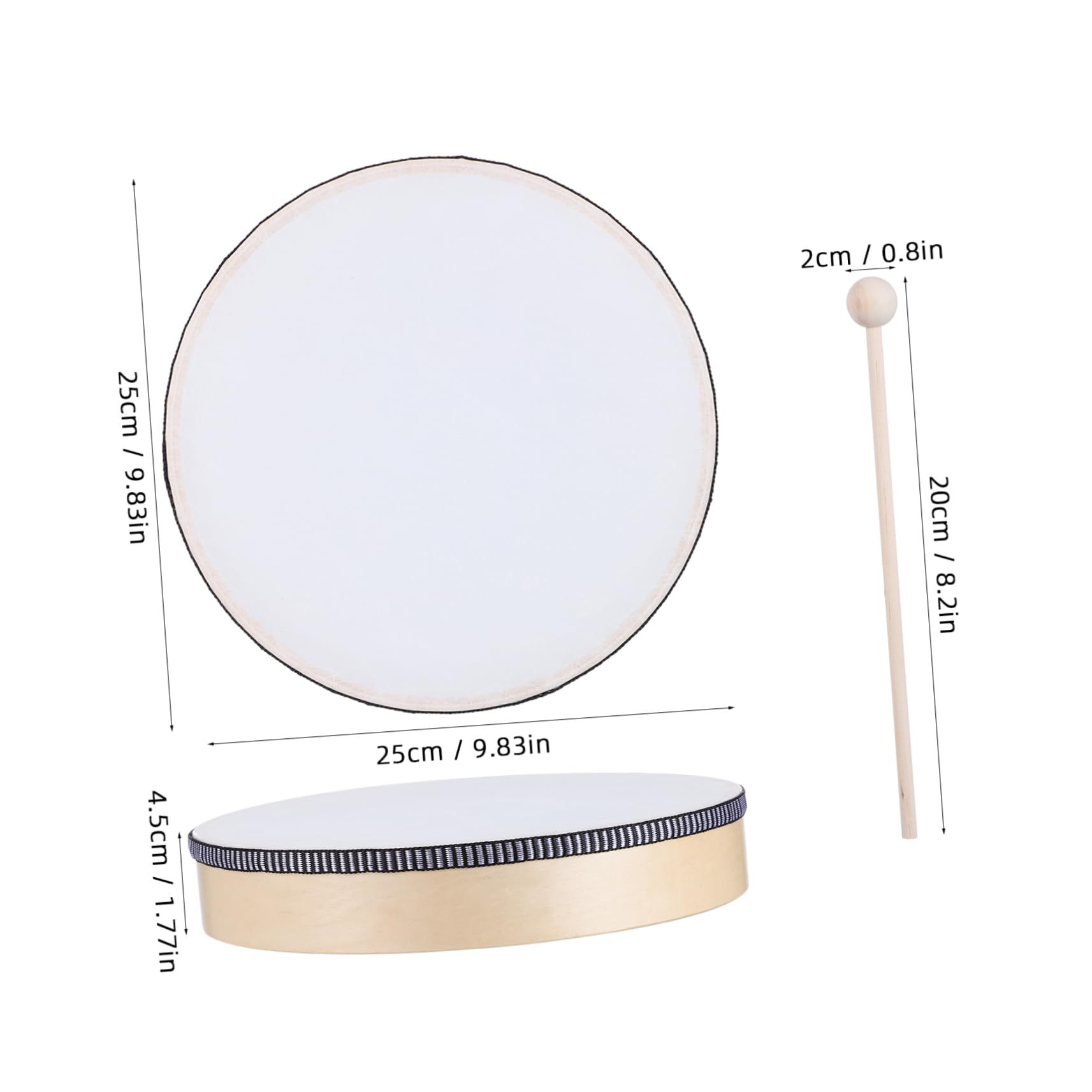 Holibanna Hand Held Percussion Drum with Drumsticks Frame Musical Instrument for Adults Great Sound Portable Design for Parties Lessons and Celebrations